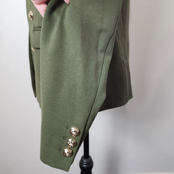 Tahari ASL Women's Ponte Faux Double Breasted Blazer Olive Green NWT Size 4 - Picture 4 of 16